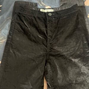 Unworn TOPSHOP Joni Black Velvet skinny high waist jeans W26 L30